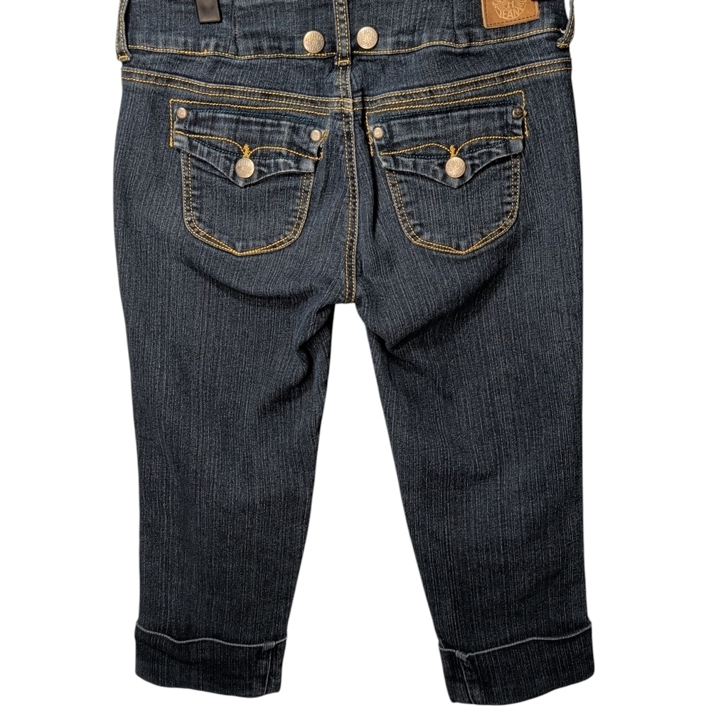 Hint Women's Jean Capris cuffed with hemmed waist 1" 14 3/4 waist 27" length.